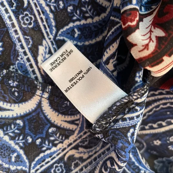 Cato Blue Red Bandana Tribal Aztec Sheer Button Up Top - Picture 8 of 9